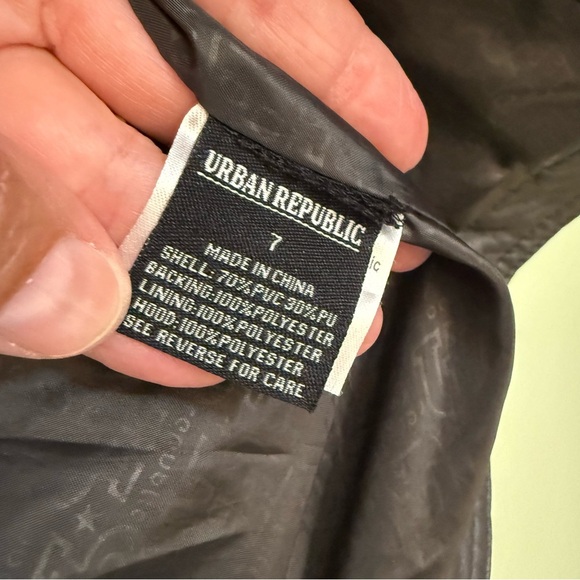 Urban Republic Kids Gray and Black faux leather Jacket youth size 7 hooded - Picture 4 of 9